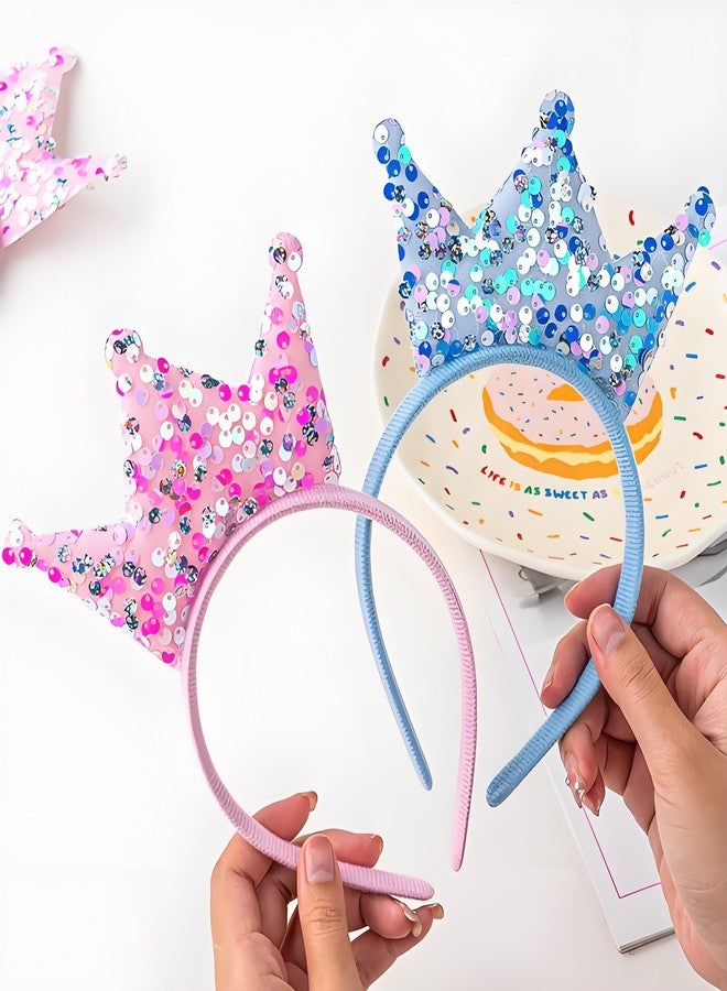 Acshio 12 Pack Crown Headband, Glitter Sequin Crown Headband, Shiny Tiaras and Crowns Hair Accessories for Birthday Party, Gifts - Image 5
